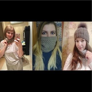 3 in 1 fur lined crochet warmer cute face mask